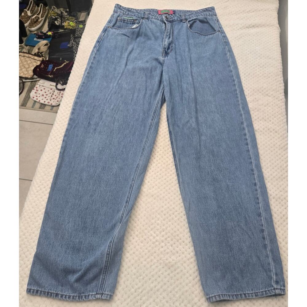 Empyre Gyuru Baggy Wide Leg Jeans Y2K Skate Light Wash Women Size 12